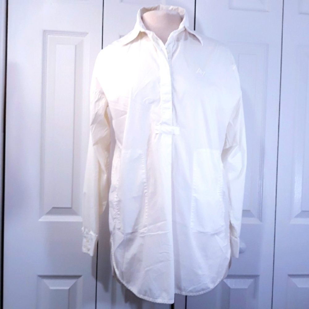 Adrienne Vittadine Oversized Shirt Long-Sleeve Pockets White Off Tunic S…